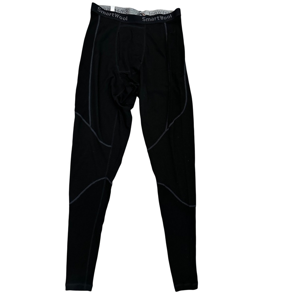 Smartwool Mens Black 100% Merino Wool Base Layer Thermal Leggings 33" Men Large